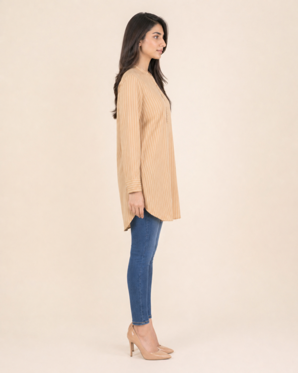 elrare beige stripe zip tunic side view