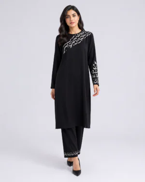 elrare black chain embroidery coords front view