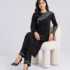 elrare black chain embroidery coords seated