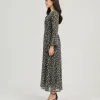 elrare black ditsy floral maxi dress side view