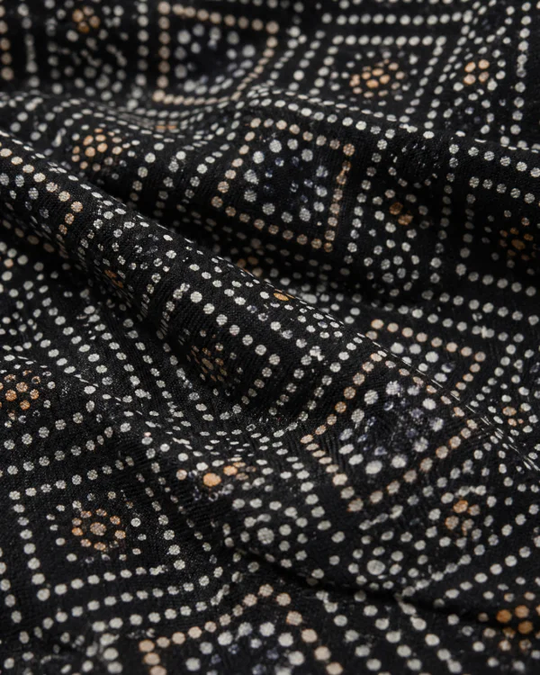 elrare black geometric print tunic fabric closeup