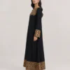 elrare black gold embroidered event maxi dress side view