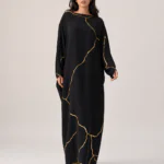 elrare black gold kintsugi maxi dress front view
