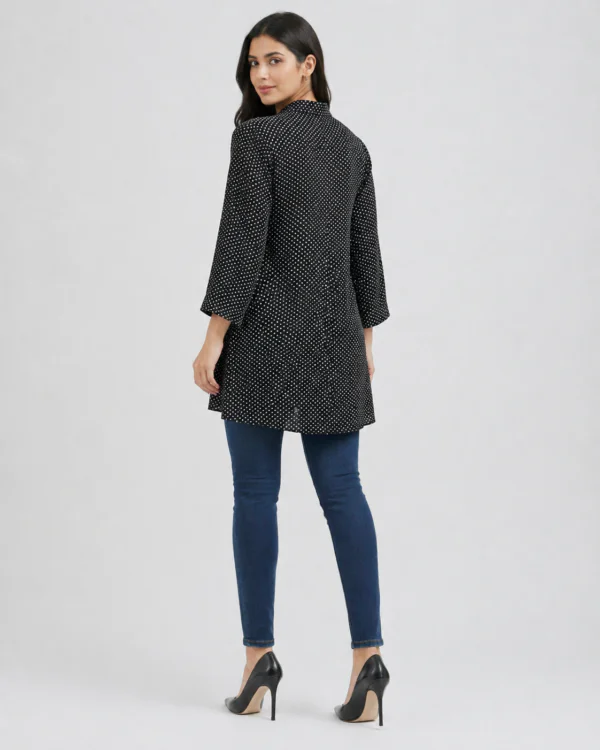 elrare black polka dot shirt tunic back view