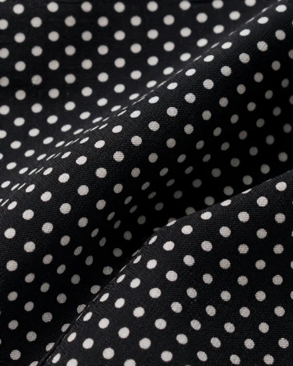 elrare black polka dot shirt tunic fabric closeup