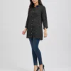elrare black polka dot shirt tunic front pose
