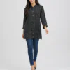 elrare black polka dot shirt tunic front view