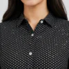 elrare black polka dot shirt tunic neckline detail