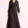 elrare black rose ditsy maxi dress front hero