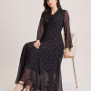 elrare black scatter floral maxi dress back view
