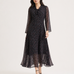 elrare black scatter floral maxi dress front view