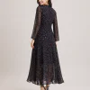 elrare black scatter floral maxi dress side view
