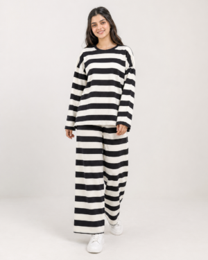 elrare black white stripe lounge front view
