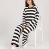 elrare black white stripe lounge seated