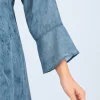 elrare blue botanical bird maxi dress sleeve detail