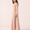 elrare blush pearl sequin maxi dress side view