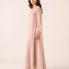elrare blush pearl sequin maxi dress side view