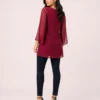elrare burgundy pintuck flutter sleeve top back view