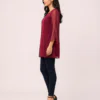 elrare burgundy pintuck flutter sleeve top side view