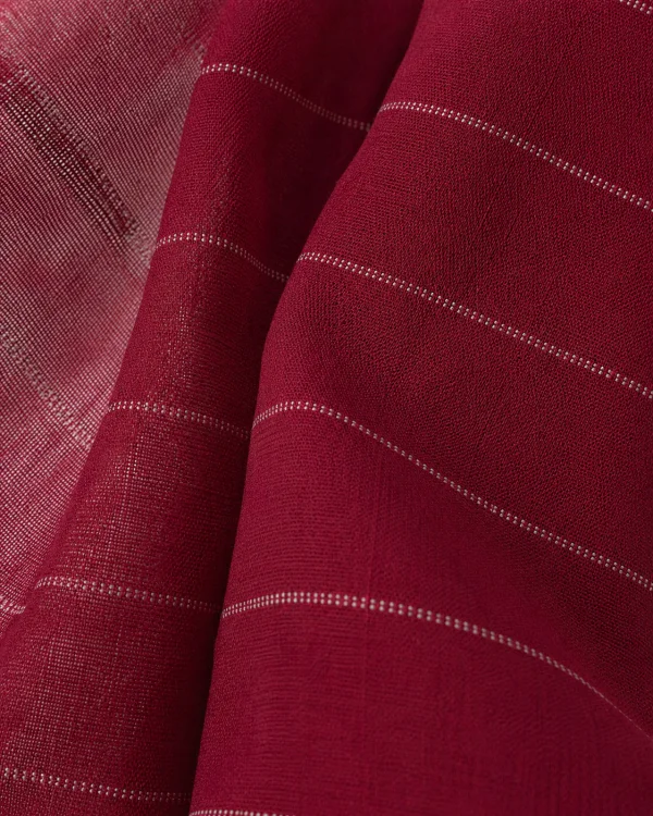 elrare burgundy pleated belted maxi dress fabric closeup