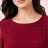 elrare burgundy pleated belted maxi dress neckline detail