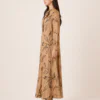 elrare camel botanical tie maxi dress side view