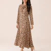 elrare camel floral maxi dress front pose