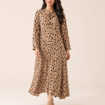 elrare camel floral maxi dress front view