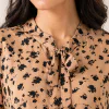 elrare camel floral maxi dress neckline detail