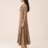 elrare camel floral maxi dress side view