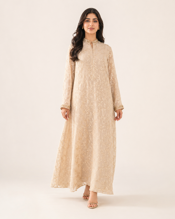 Champagne Chikankari Maxi