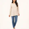 elrare cream polka dot bell top front view
