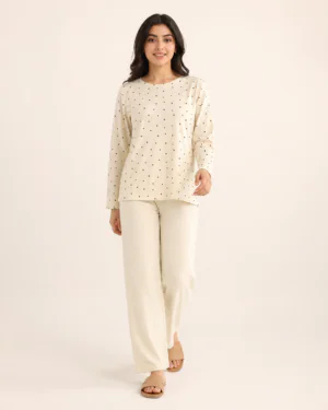 elrare cream star print lounge set front view