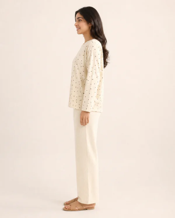 elrare cream star print lounge set side view