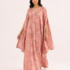 elrare dusty rose block print kaftan front view