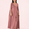 elrare dusty rose floral cape maxi dress front view