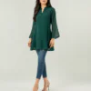 elrare emerald green bell sleeve tunic front pose