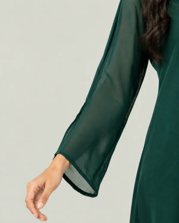 elrare emerald green bell sleeve tunic sleeve detail