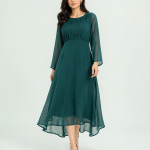 elrare emerald green chiffon maxi dress front view