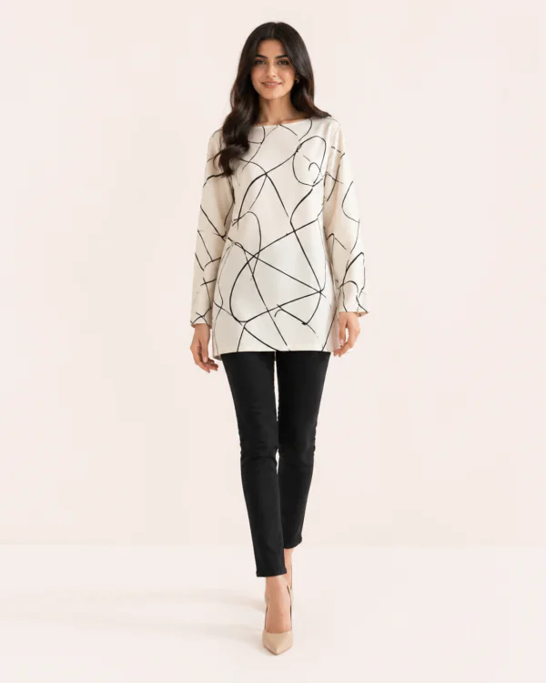 elrare ivory abstract swirl top front view