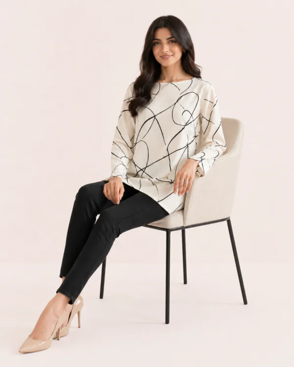 elrare ivory abstract swirl top seated