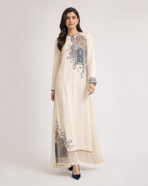 elrare ivory arch tile maxi dress front view