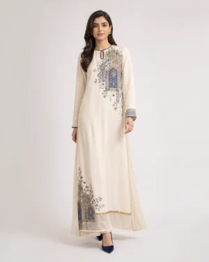 elrare ivory arch tile maxi dress front view
