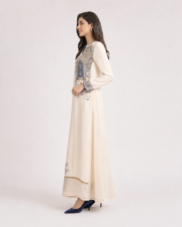 elrare ivory arch tile maxi dress side view