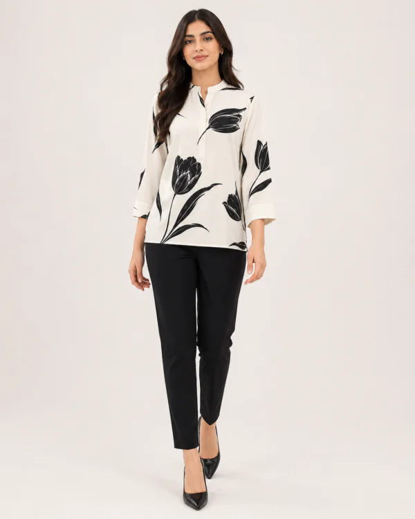 elrare ivory black tulip coords front view