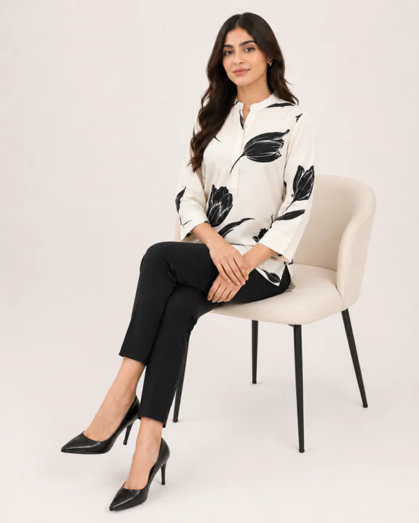 elrare ivory black tulip coords seated