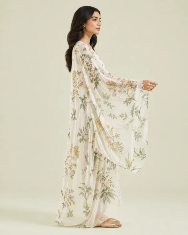 elrare ivory botanical kaftan side view