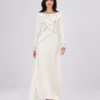 elrare ivory geometric line maxi dress front view