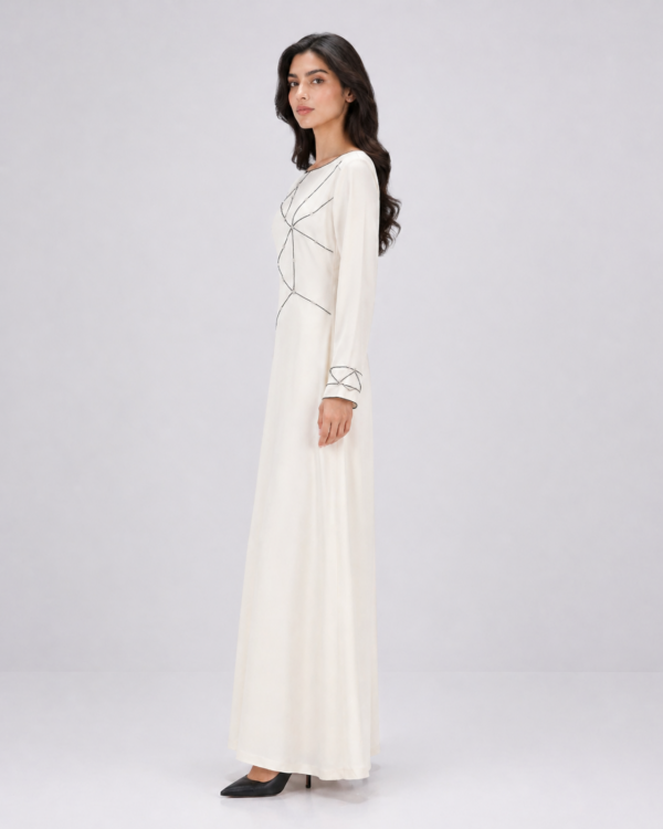 elrare ivory geometric line maxi dress side view