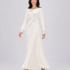 elrare ivory geometric line maxi dress walking view
